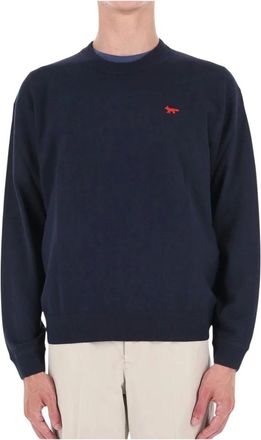 Maison Kitsun&eacute; Jersey de Lana Rojo Profile Fox - Knitwear - Hombre - Azul - S