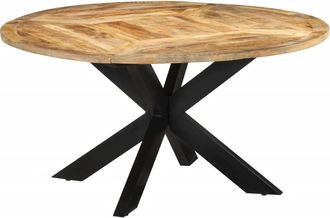 vidaXL Vidaxl - Mesa De Comedor Madera Maciza De Mango Sin Tratar &Oslash;150x76 Cm