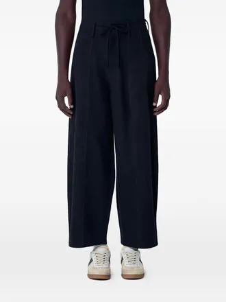 Story mfg. Document drawstring straight-leg trousers - men - Cotton - L - Black