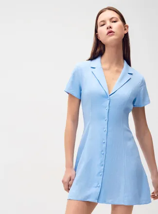 Twik Womens Linen-blend notched collar shirtdress