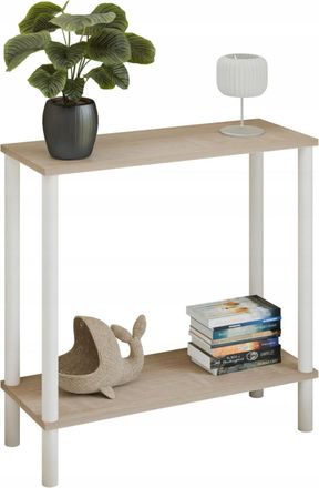 OEM Consola Tipo Loft Con Estante De 80x30x80 Cm, De Metal Blanco, Para El Recibidor