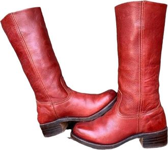 Generic Womens Retro Shoes Square Heel Square Head Knee-High Boots Wide Tube Solid Cowboy Boots