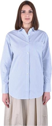 Woolrich Boyfriend Shirt - Dames - Overhemden - Blauw - XS - Katoen - Overhemden