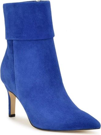 Nine West Gemms Bootie Womens Blue Suede Stiletto Heel Ankle Boots LION8