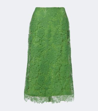 Carolina Herrera Floral lace midi skirt