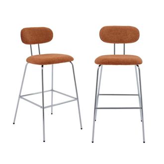 Sweeek Taburete de bar con tejido repelente al agua y patas metal cromado