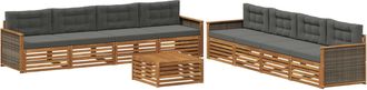 vidaXL Conjunto De Sof&aacute;s De Exterior 9 Uds. Natural Y Antracita Vidaxl