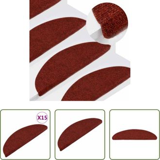vidaXL vidaXL Tappeti per scale rosso - Tappeti Adesivi per Scale 15 pz 56x17x3 cm Rossi