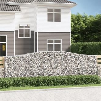 Berkfield Home Arched Gabion Baskets 2 pcs 400x50x120/140 cm Galvanised Iron in Silver