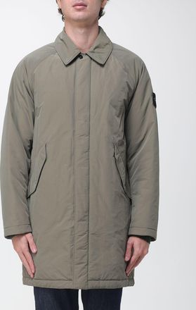 Stone Island Single-Breasted Knee-Length Trench Coat in Nylon with Logo Patch