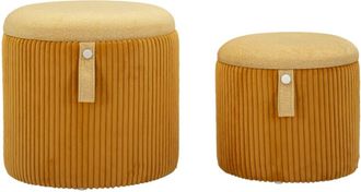 Mauro Ferretti Puf mostaza con contenedor set 2 pzs cm ø 38x38-32x28