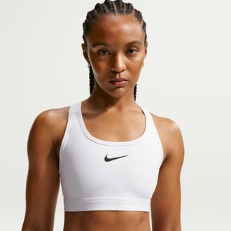 Nike Womens Swoosh Medium-Support Non-Padded Sports Bra in White | IF5648-100