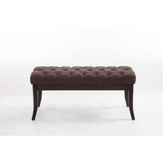 Clp Taburete Recibidor Ramses En Tela & Madera Oscura Marr&oacute;n 100 Cm