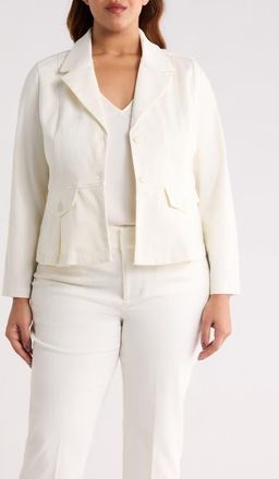 Liverpool L.A. Peplum Cotton Blend Blazer in Whipped Cream at Nordstrom, Size 2 X