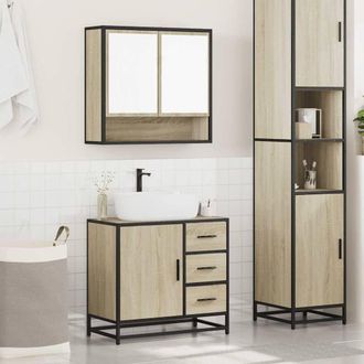Berkfield Home Durable 2 Piece Bathroom Furniture Set Sonoma Oak Engineered Wood in Tan