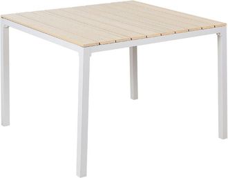 Beliani Beliani - Mesa De Jard&iacute;n Tablero De Listones De Madera Pl&aacute;stica 95 X 95 Cm Patio Exterior Beige Y Blanca Prato