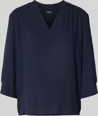 Marc Cain Blusenshirt mit V-Ausschnitt und 3/4-Arm in Marine, Gr&ouml;&szlig;e 34