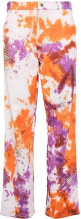 Des_Phemmes tie-dye crystal-embellished jeans - women - Cotton/Polyester - 38 - Orange