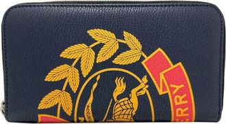 Burberry Navy Leather Long Wallet (Bi-Fold) (Pre-Owned)