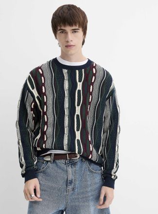 Djab Mens Oversized mixed-knit sweater