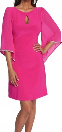 Joseph Ribkoff Chiffon Sleeve Mini Dress In Shocking Pink
