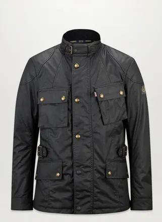 Belstaff Crosby Motorcycle Jacket Mens Waxed Cotton Black Size 2XL