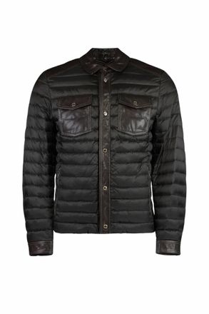 Moorer Mens Collared Quilted Shirt-Style Jacket In Marrone