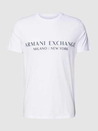 A|X Armani Exchange T-Shirt mit Label-Print Modell milano/nyc in Weiss, Größe XXL
