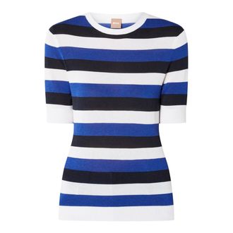 HUGO BOSS Dames/Dames Streep Top (Blauw/Wit/Zwaar)