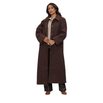 Object Object - Celina Midi Jas - Dames - Mantels - Bruin - Maat: XL Zijde