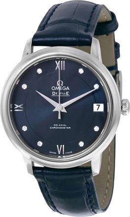 Omega De Ville Prestige Automatic Blue Diamond Dial Ladies Watch 42413332053001