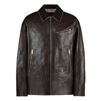 Gucci Kalfsleren Jas - Heren - Leren en Su&egrave;de Jassen - Bruin - L - Leer - Jassen