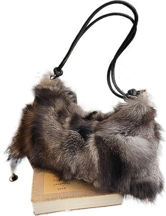 Generic Womens Plush Bags Fur Women Shoulder Bags Plush Handbags And Purses Soft Warm Winter Underarm Bag(Coffee)