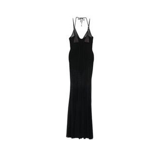 Elisabetta Franchi Sheer-panelled Pleated Maxi Dress