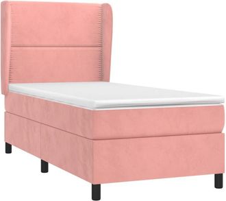 vidaXL Cama Box Spring Con Colch&oacute;n Terciopelo Rosa 90x190 Cm Vidaxl