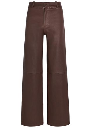Arma Marina Wide-leg Leather Trousers - Brown - 38 (UK10 / S)