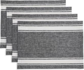 Solino Home Linen Placemats - Country Stripe in Black at Nordstrom, Size Medium