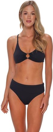 Sunsets Carrie Crossback Bikini Swimsuit Top in Black Seagrass Texture at Nordstrom, Size 3X-Large