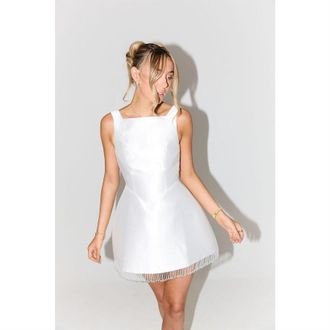 Odd Muse Womens Embellished Mini Dress - White - Size 2XS