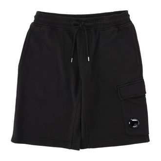 C.P. Company Casual Shorts, male, Black, Size: L Diagonal Fleece Cargo Shorts