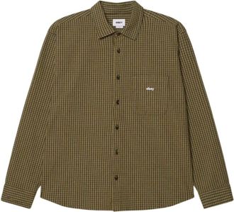 Obey Oversized katoenen shirt met camo - Heren - Casual Overhemden - Groen - S - Katoen - Overhemden
