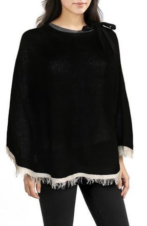 Portolano Merino Wool Blend Knit Poncho in Black/White at Nordstrom Rack