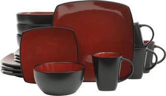 Gibson Home Soho Lounge Square Stoneware Dinnerware Set in Red/black at Nordstrom