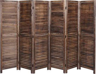 Hhg Hhg - Nunca Usado] Biombo 640, Biombo Separador De Ambientes, Aspecto Shabby Vintage, 170x243cm, Marr&oacute;n