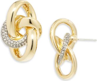 Demarson Asher Pavé Stud Earrings in Gold/Gunmetal/Crystal at Nordstrom