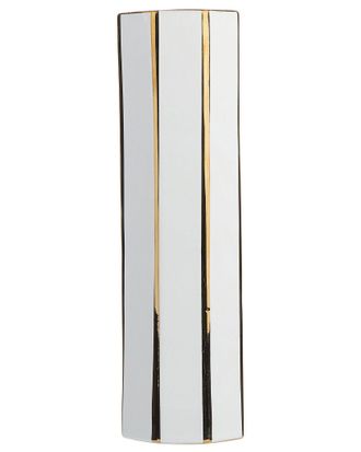 Beliani Beliani - Vaso Da Fiori Ceramica Bianca E Oro Forma Ottagonale Moderna 40 Cm Estella