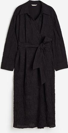 H&M Wickelkleid mit Webstruktur - Schwarz