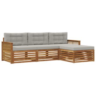 vidaXL Conjunto De Sof&aacute;s De Exterior Con Coj&iacute;n Natural Y Gris Claro Vidaxl