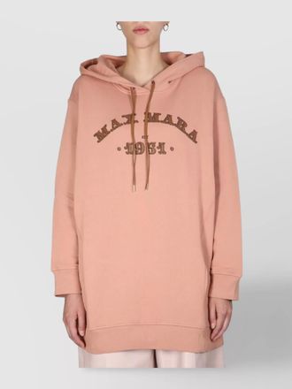 Max Mara longline hoodie with drawstring and ribbed cuffs