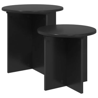 vidaXL Conjunto De Mesas Auxiliares 2 Pcs Roble Negro Vidaxl